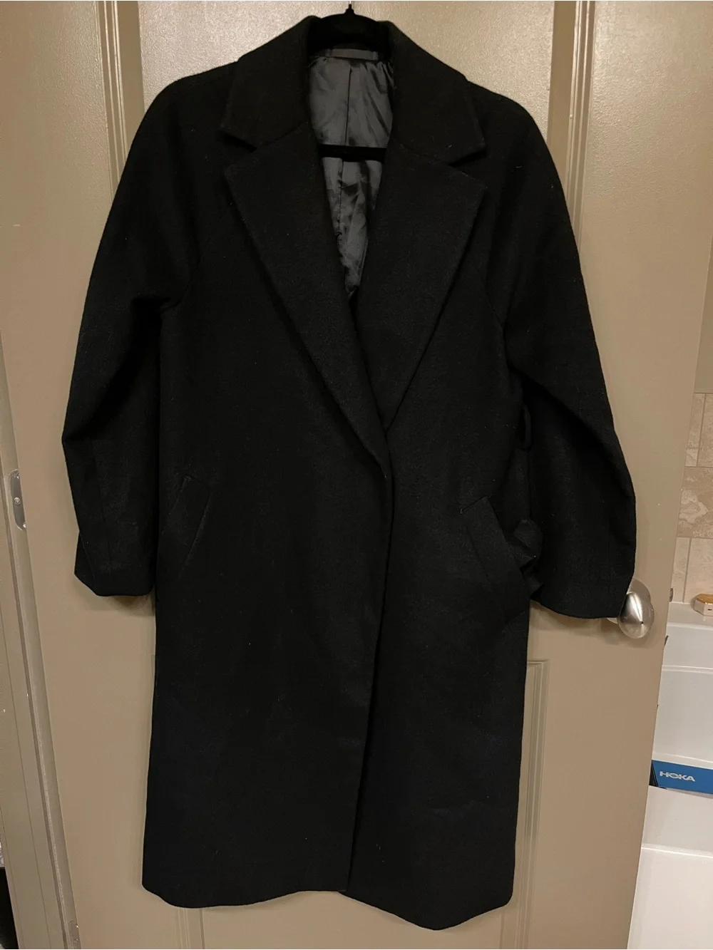 Uniqlo Women's Black Wool Long Trench Coat